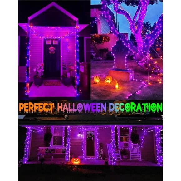 Smart Color Changing Halloween Lights, 2Pack 164FT 400LED Purple, Orange and - Picture 2 of 7